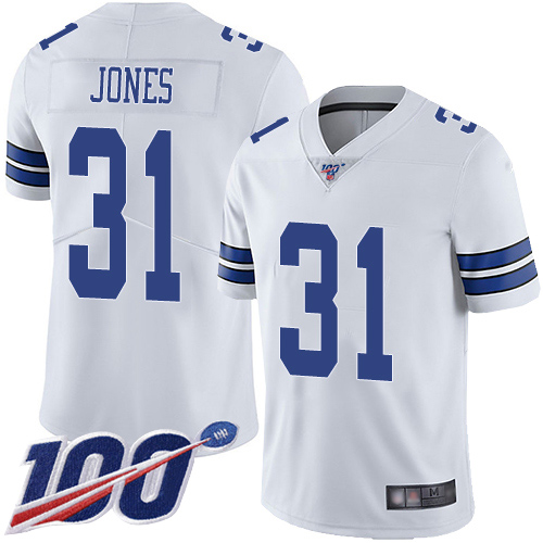 Men Dallas Cowboys Limited White Byron Jones Road 31 100th Season Vapor Untouchable NFL Jersey